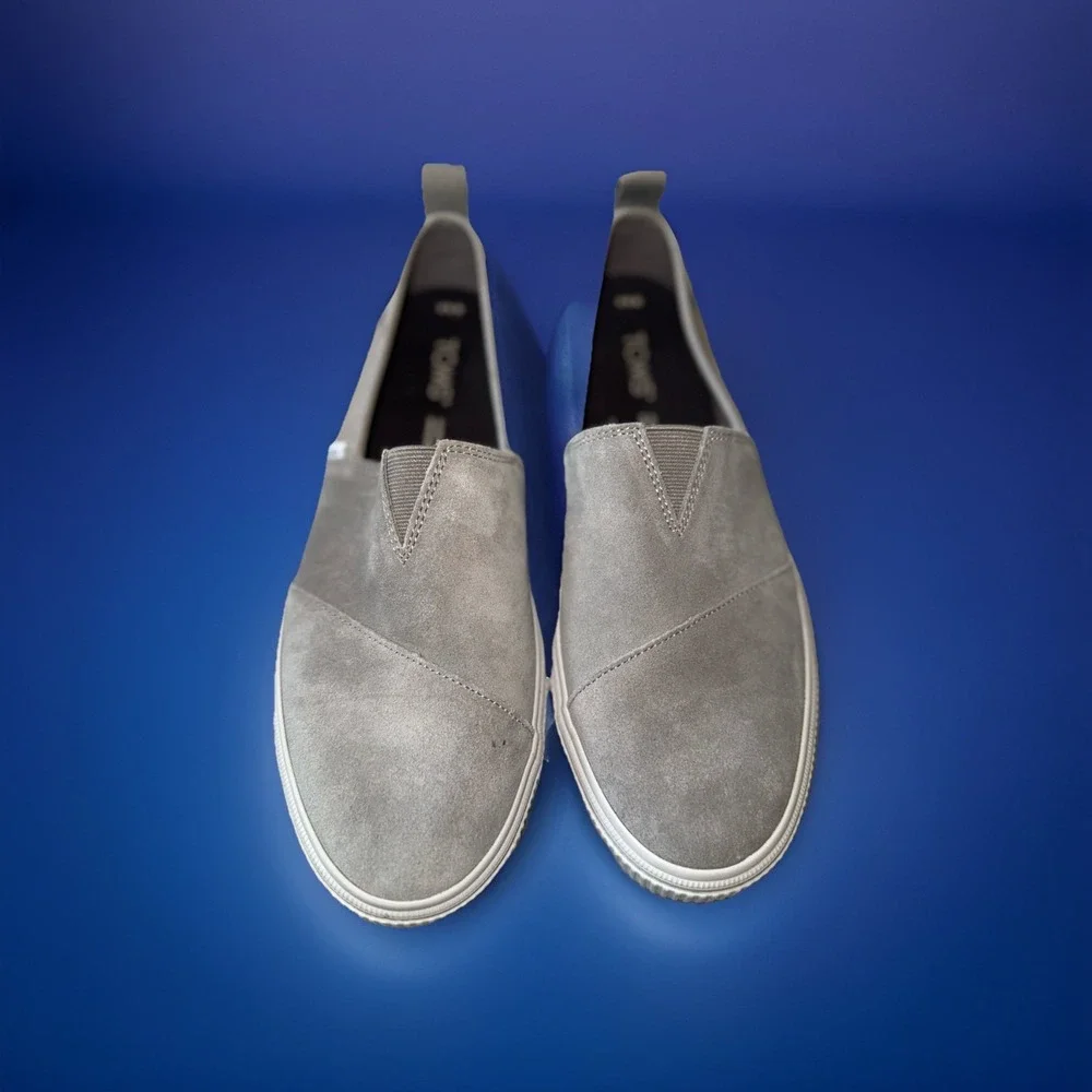 Toms Shoes‎ Mens 8.5 Alpargata Flats Slip On Gray Canvas Round Toe Comfort